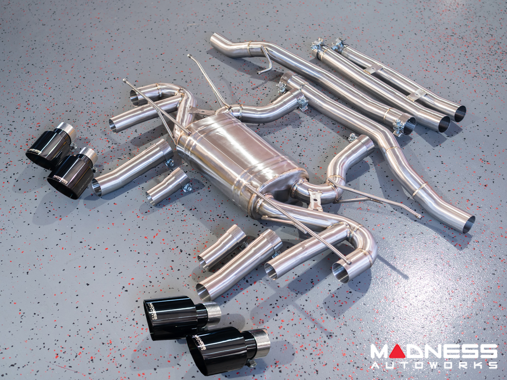Jaguar F-Type Performance Exhaust System - MADNESS - 3.0L V6 - Dual Side Exit - Black Chrome Exhaust Tips